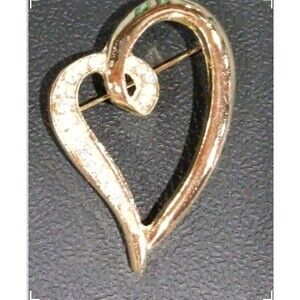 Vintage Clear Rhinestone Heart Shaped Women's Lapel Pin